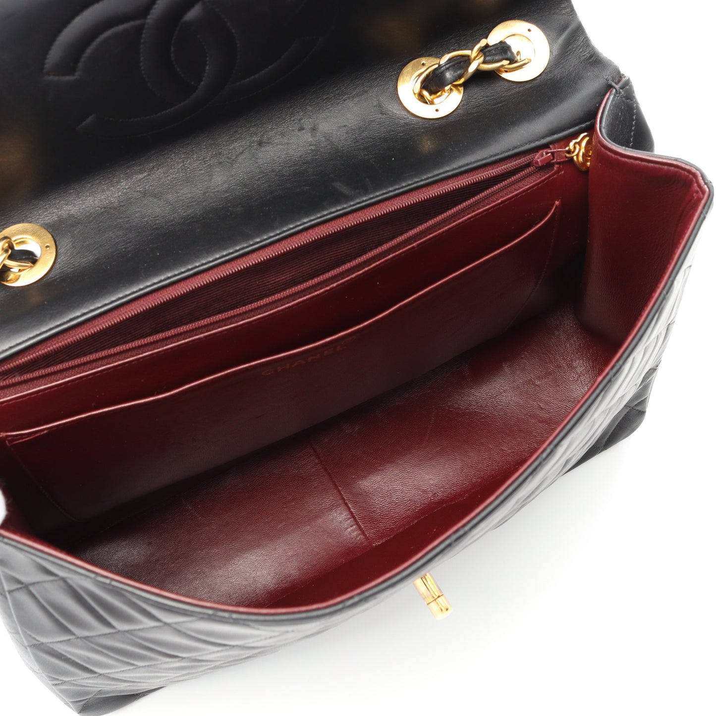 デカマトラッセ34 Wチェーンショルダーバッグ ラムスキン ブラック ゴールド金具 シャネル バッグ CHANEL