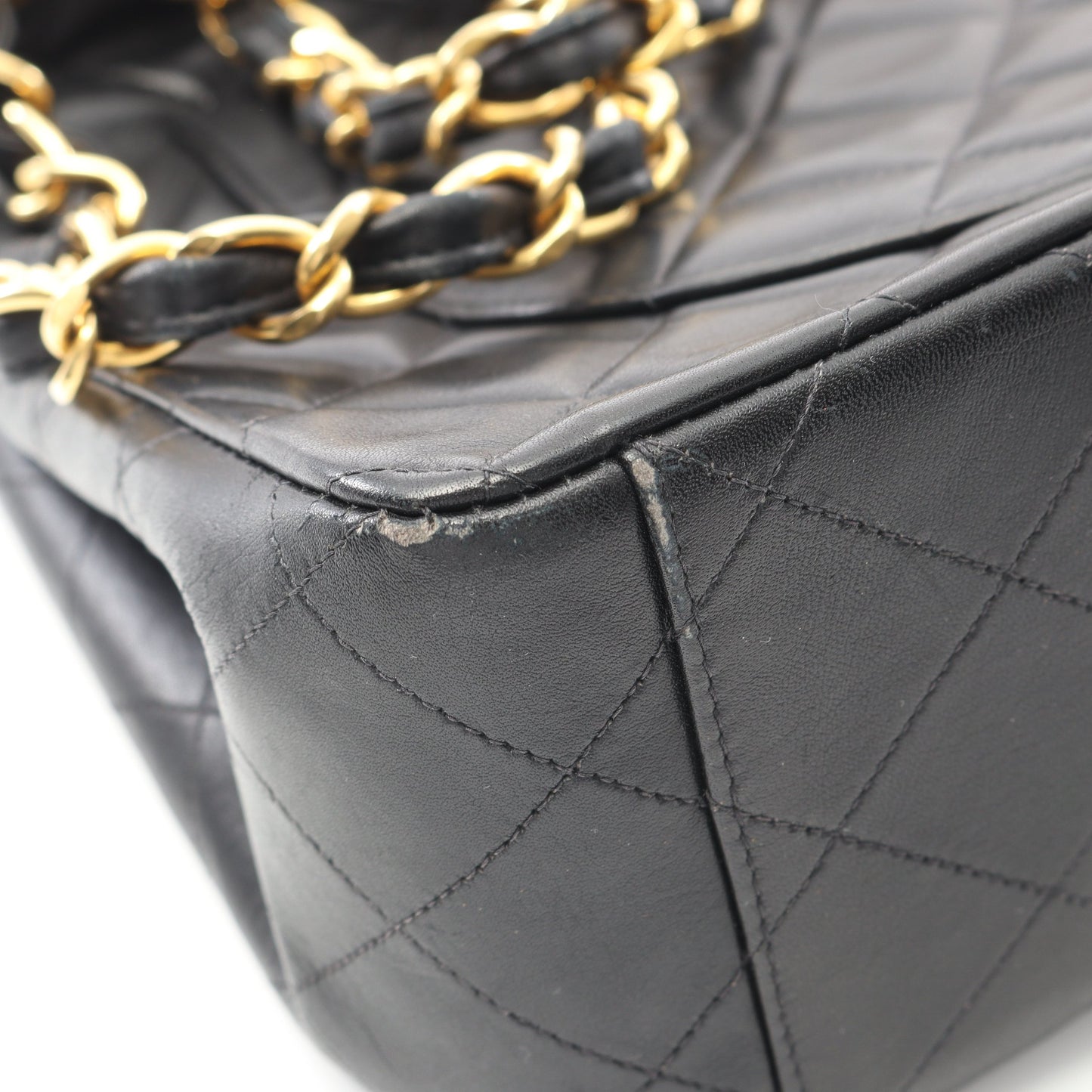 デカマトラッセ34 Wチェーンショルダーバッグ ラムスキン ブラック ゴールド金具 シャネル バッグ CHANEL