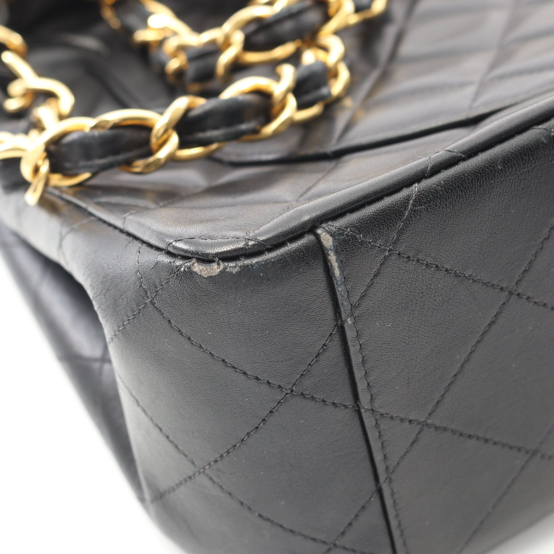 デカマトラッセ34 Wチェーンショルダーバッグ ラムスキン ブラック ゴールド金具 シャネル バッグ CHANEL