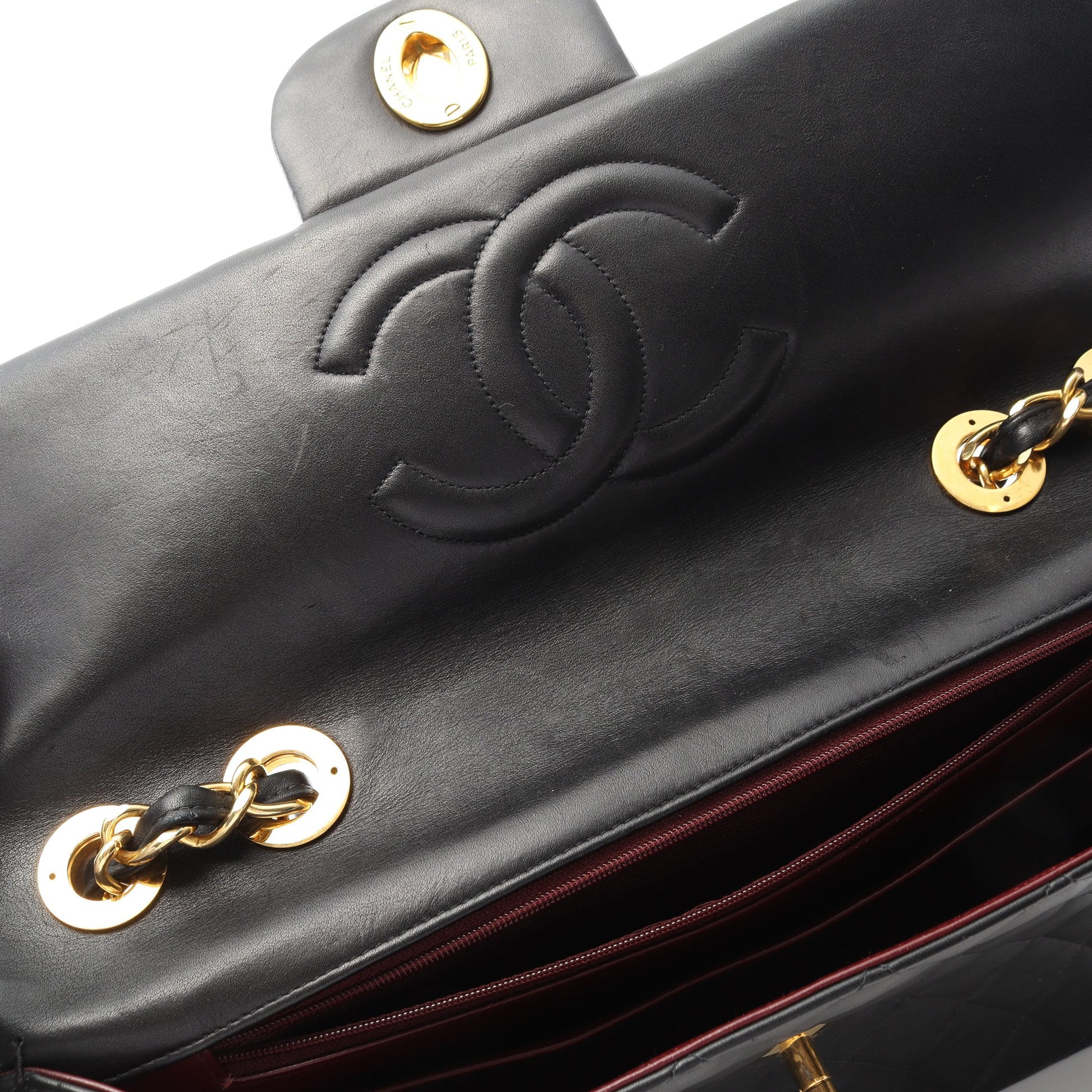 デカマトラッセ34 Wチェーンショルダーバッグ ラムスキン ブラック ゴールド金具 シャネル バッグ CHANEL