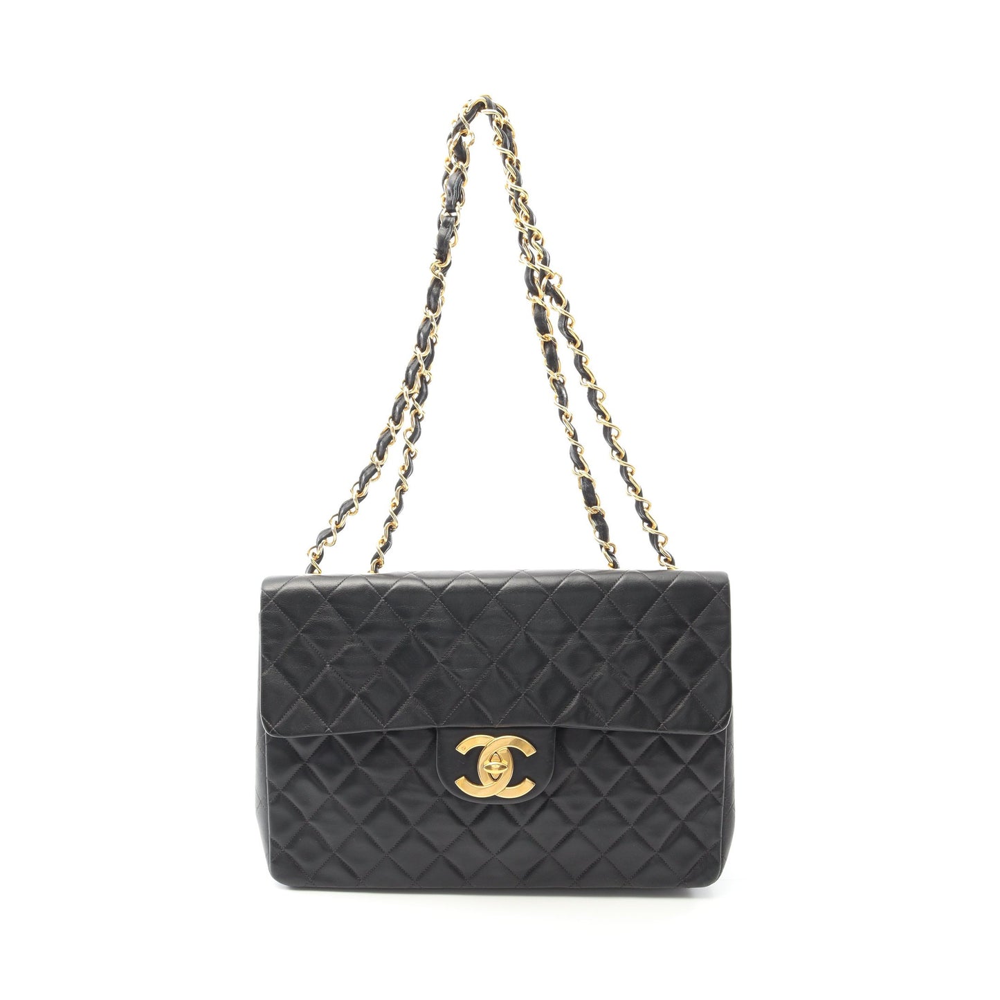 デカマトラッセ34 Wチェーンショルダーバッグ ラムスキン ブラック ゴールド金具 シャネル バッグ CHANEL