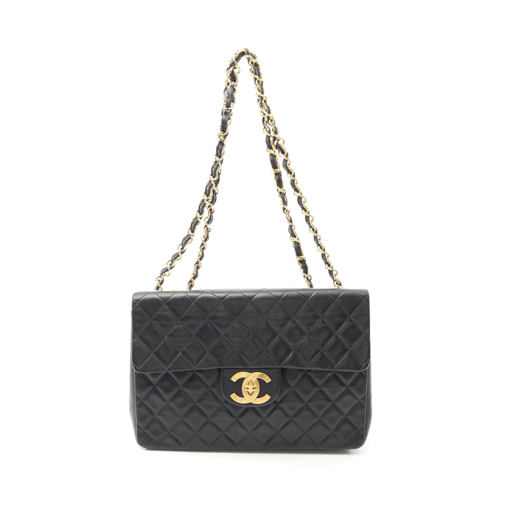 デカマトラッセ34 Wチェーンショルダーバッグ ラムスキン ブラック ゴールド金具 シャネル バッグ CHANEL