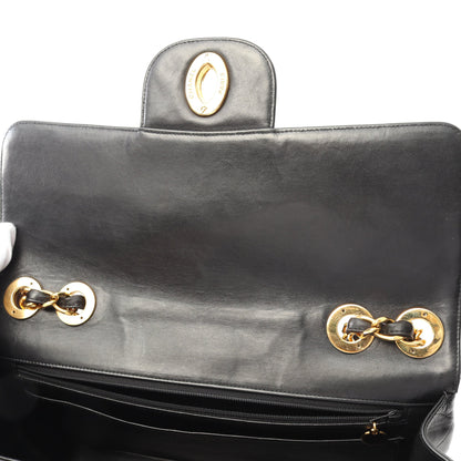 デカマトラッセ 30 シングルフラップ Wチェーンショルダーバッグ ラムスキン ブラック ゴールド金具 シャネル バッグ CHANEL