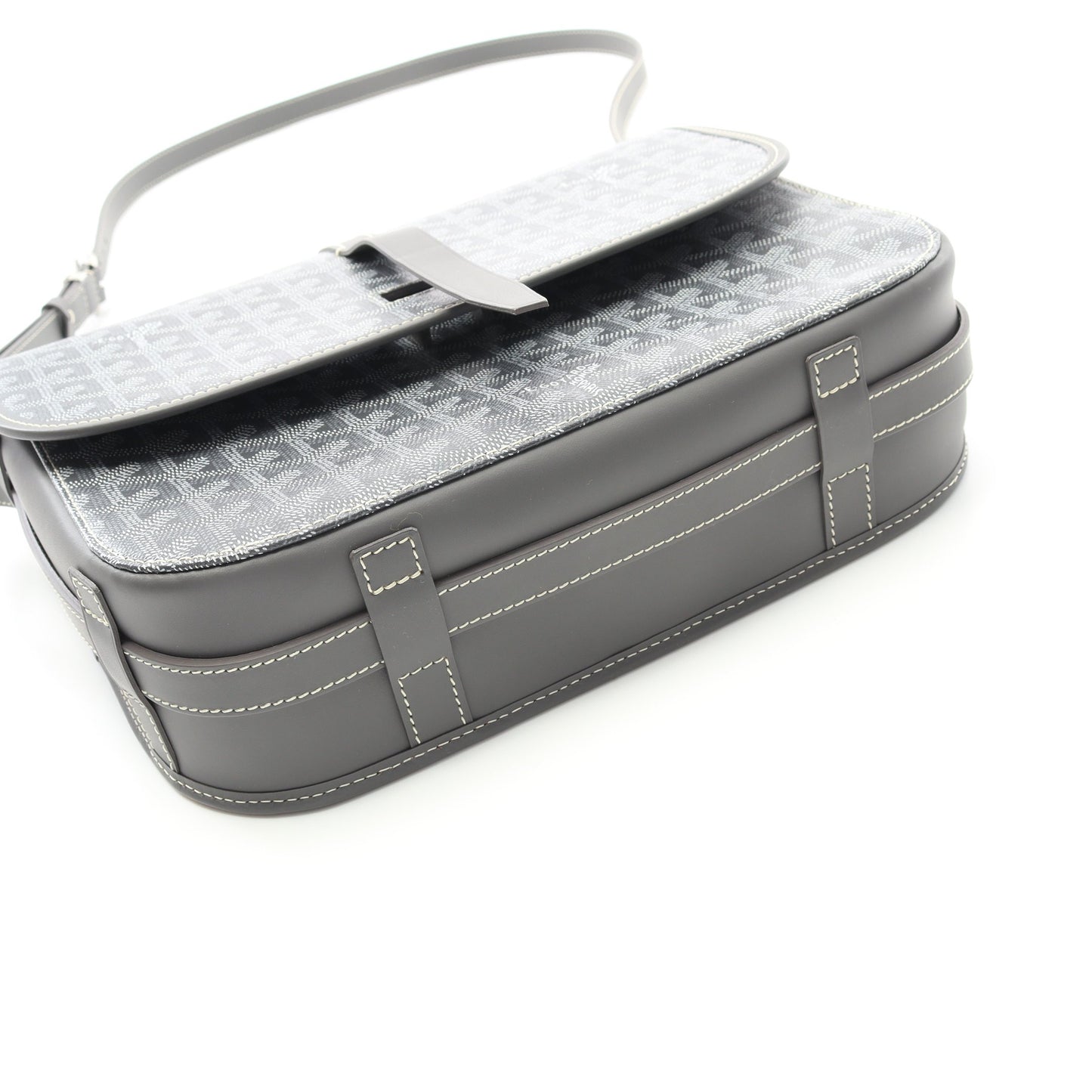 ベルヴェデーレMM ショルダーバッグ コーティングキャンバス レザー グレー ホワイト ゴヤール バッグ GOYARD