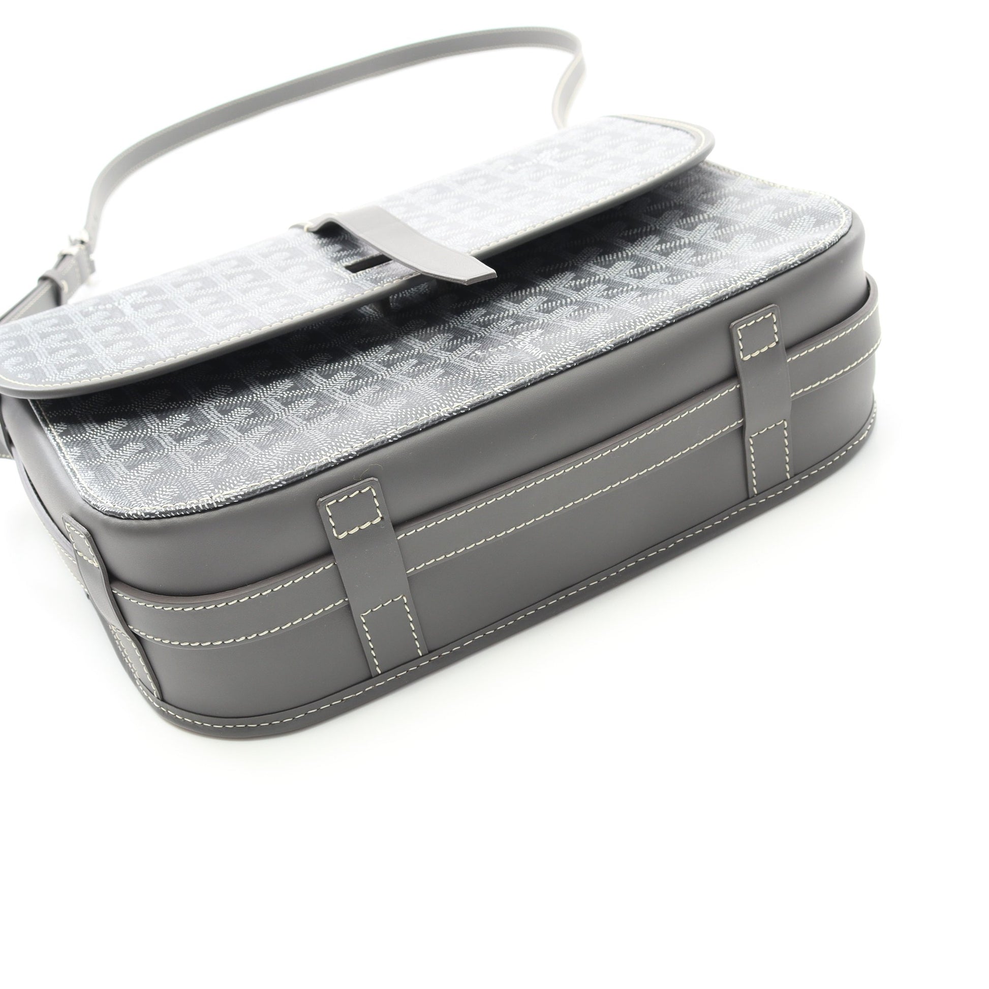 ベルヴェデーレMM ショルダーバッグ コーティングキャンバス レザー グレー ホワイト ゴヤール バッグ GOYARD