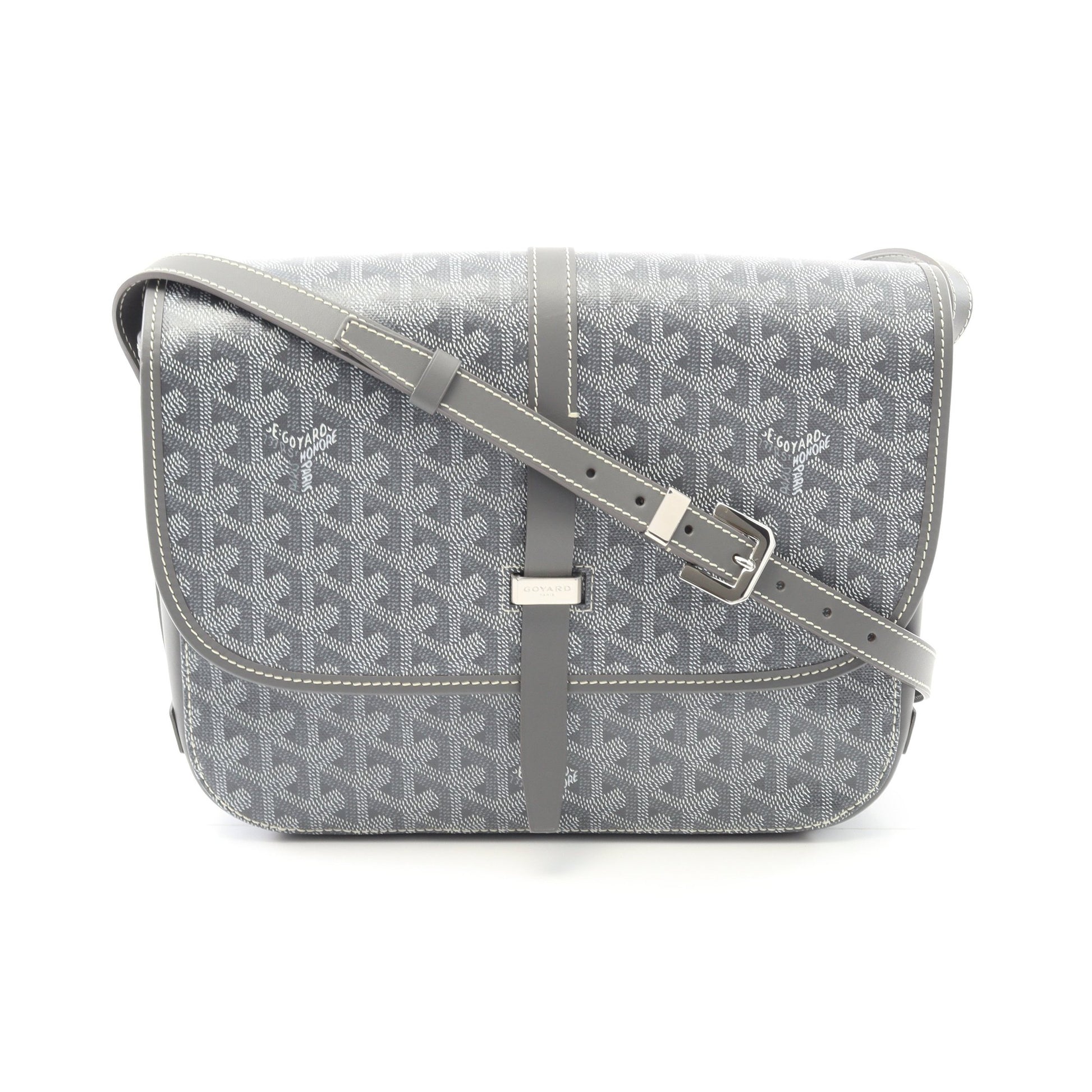 ベルヴェデーレMM ショルダーバッグ コーティングキャンバス レザー グレー ホワイト ゴヤール バッグ GOYARD