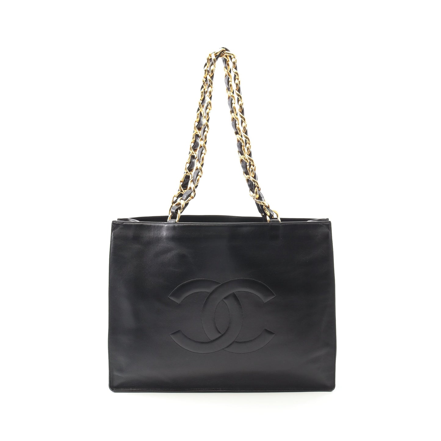 デカココマーク チェーンショルダーバッグ チェーントートバッグ レザー ブラック ゴールド金具 シャネル バッグ CHANEL