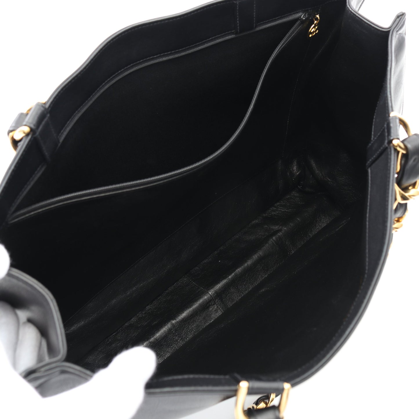 デカココマーク チェーンショルダーバッグ チェーントートバッグ レザー ブラック ゴールド金具 シャネル バッグ CHANEL