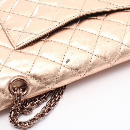 2.55 マトラッセ Wチェーンショルダーバッグ レザー ピンク ピンクゴールド金具 メタリック シャネル バッグ CHANEL
