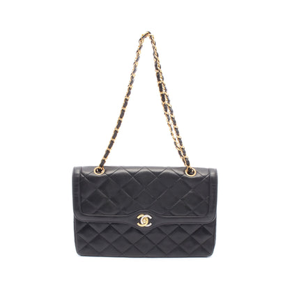 マトラッセ パリ限定 Wフラップ Wチェーンショルダーバッグ ラムスキン ブラック コンビ金具 シャネル バッグ CHANEL