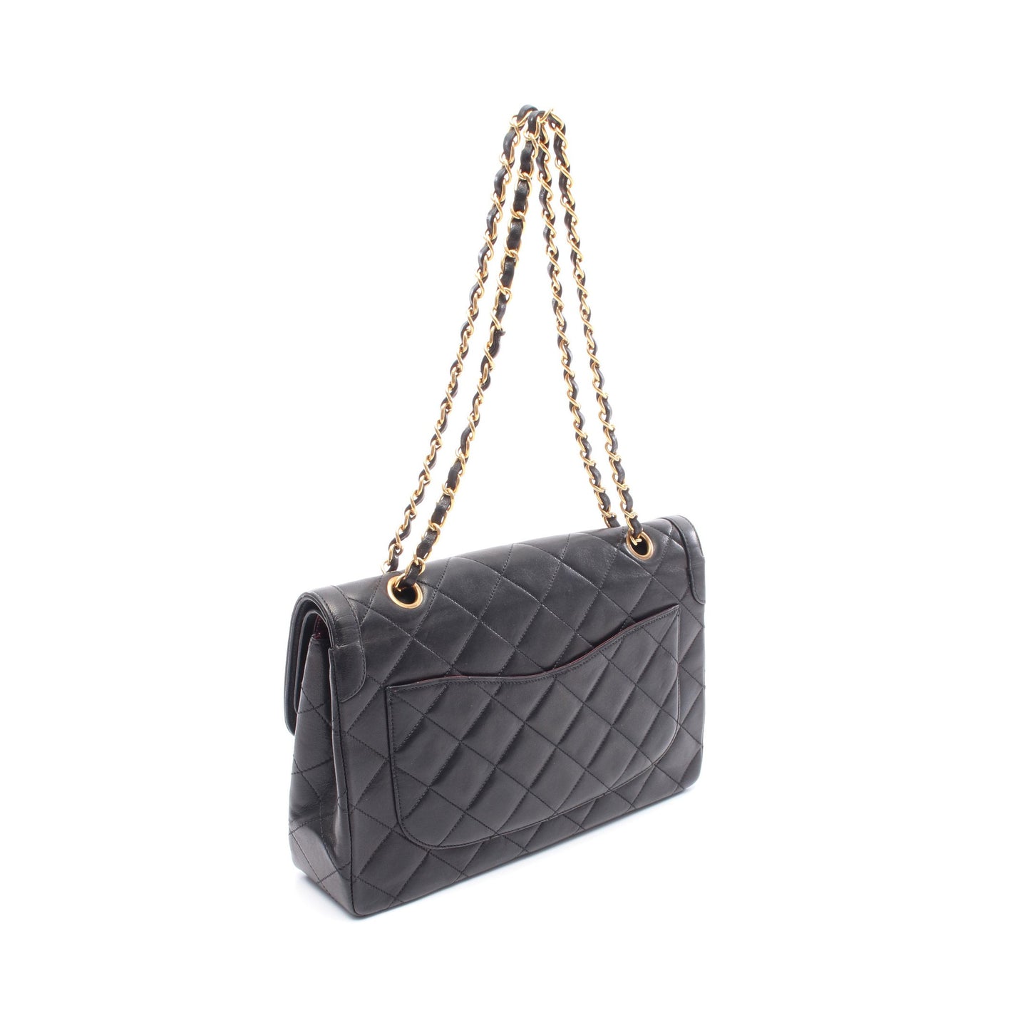 マトラッセ パリ限定 Wフラップ Wチェーンショルダーバッグ ラムスキン ブラック コンビ金具 シャネル バッグ CHANEL