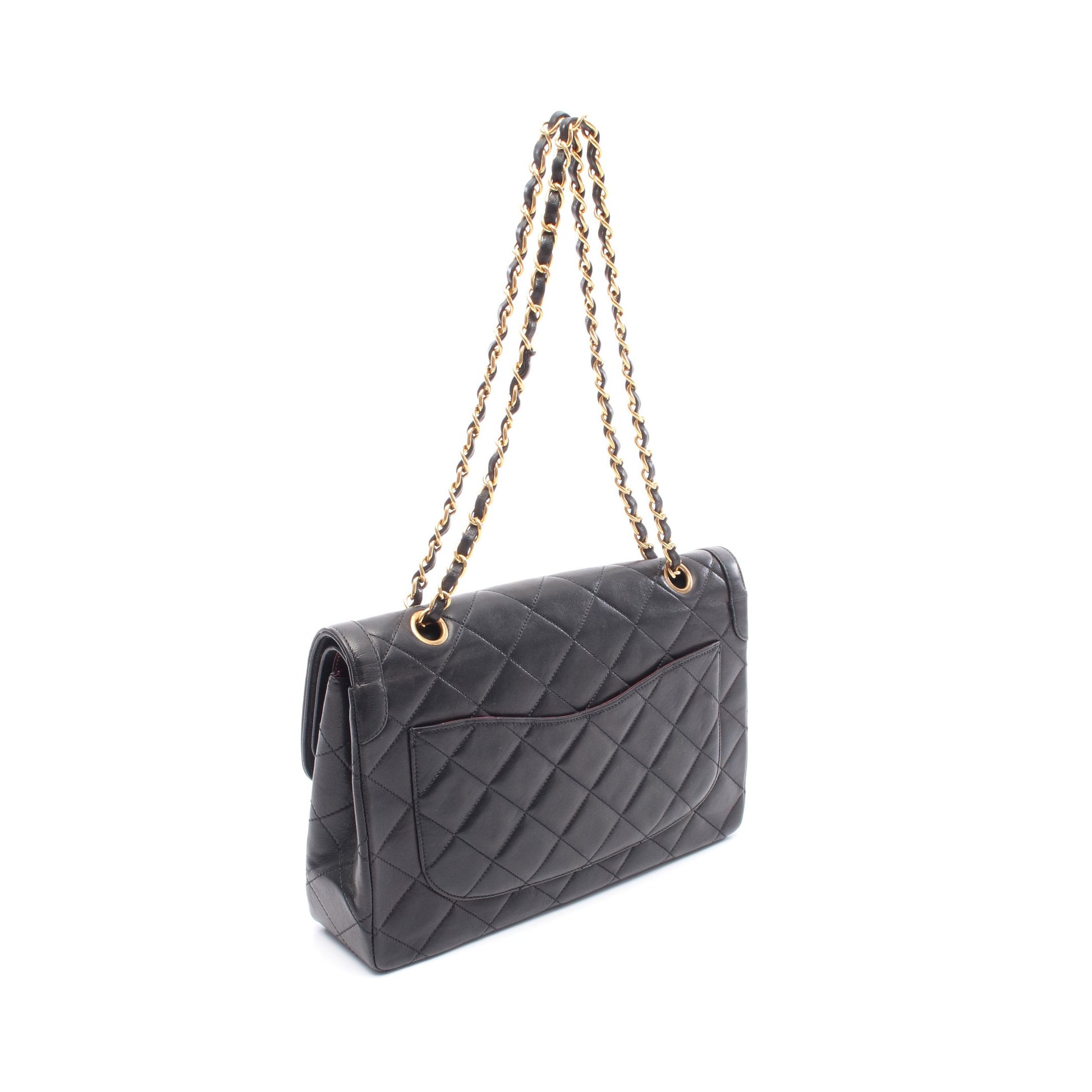 マトラッセ パリ限定 Wフラップ Wチェーンショルダーバッグ ラムスキン ブラック コンビ金具 シャネル バッグ CHANEL