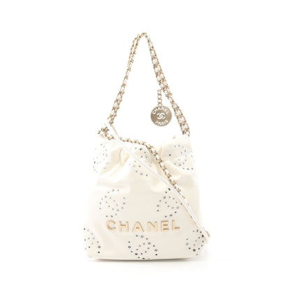 CHANEL 22 ミニ チェーンショルダーバッグ レザー ホワイト ゴールド金具 シャネル バッグ CHANEL