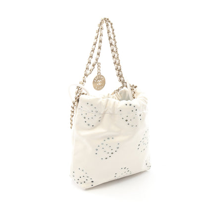 CHANEL 22 ミニ チェーンショルダーバッグ レザー ホワイト ゴールド金具 シャネル バッグ CHANEL