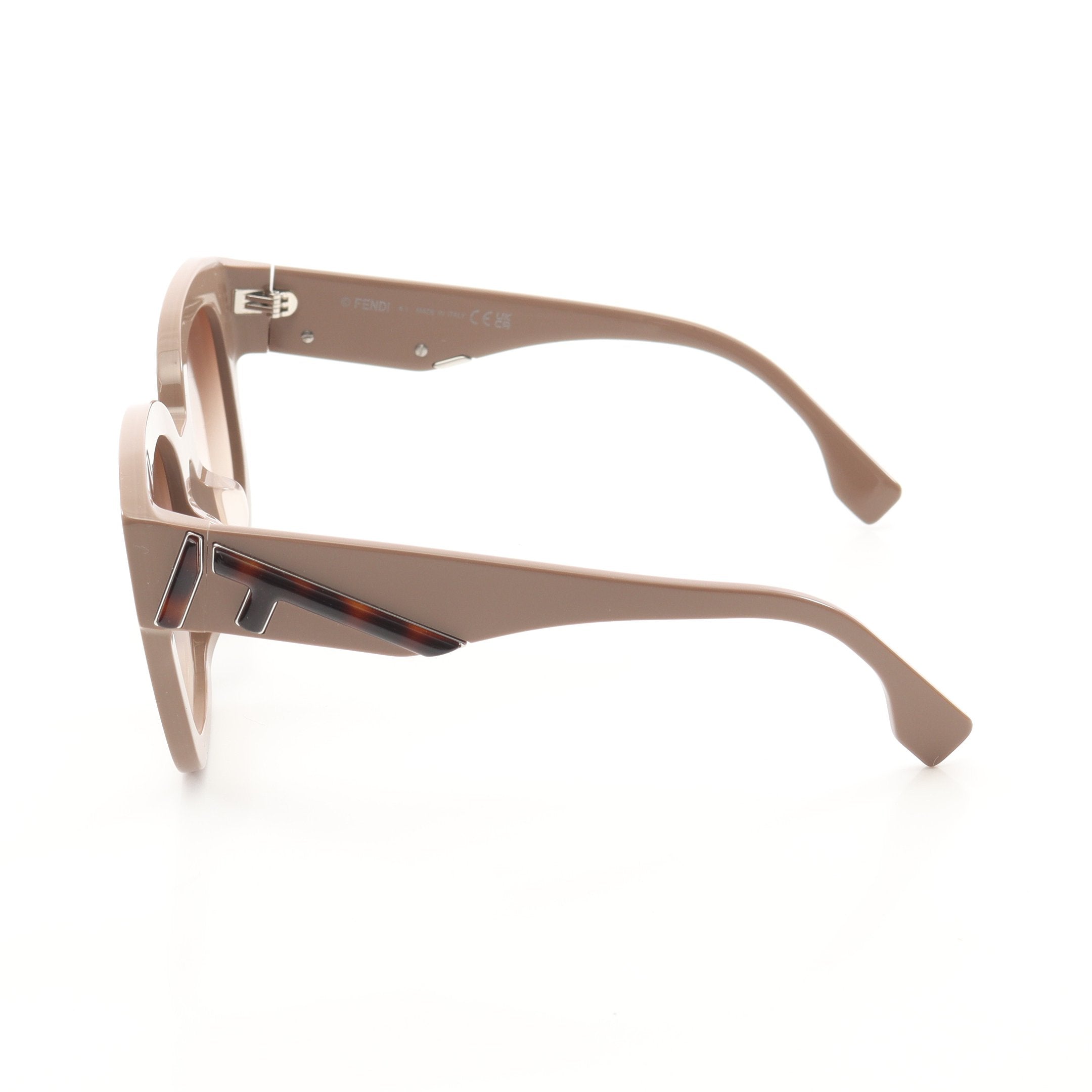 Fロゴ サングラス べっ甲柄 ピンクベージュ グラデーションレンズ