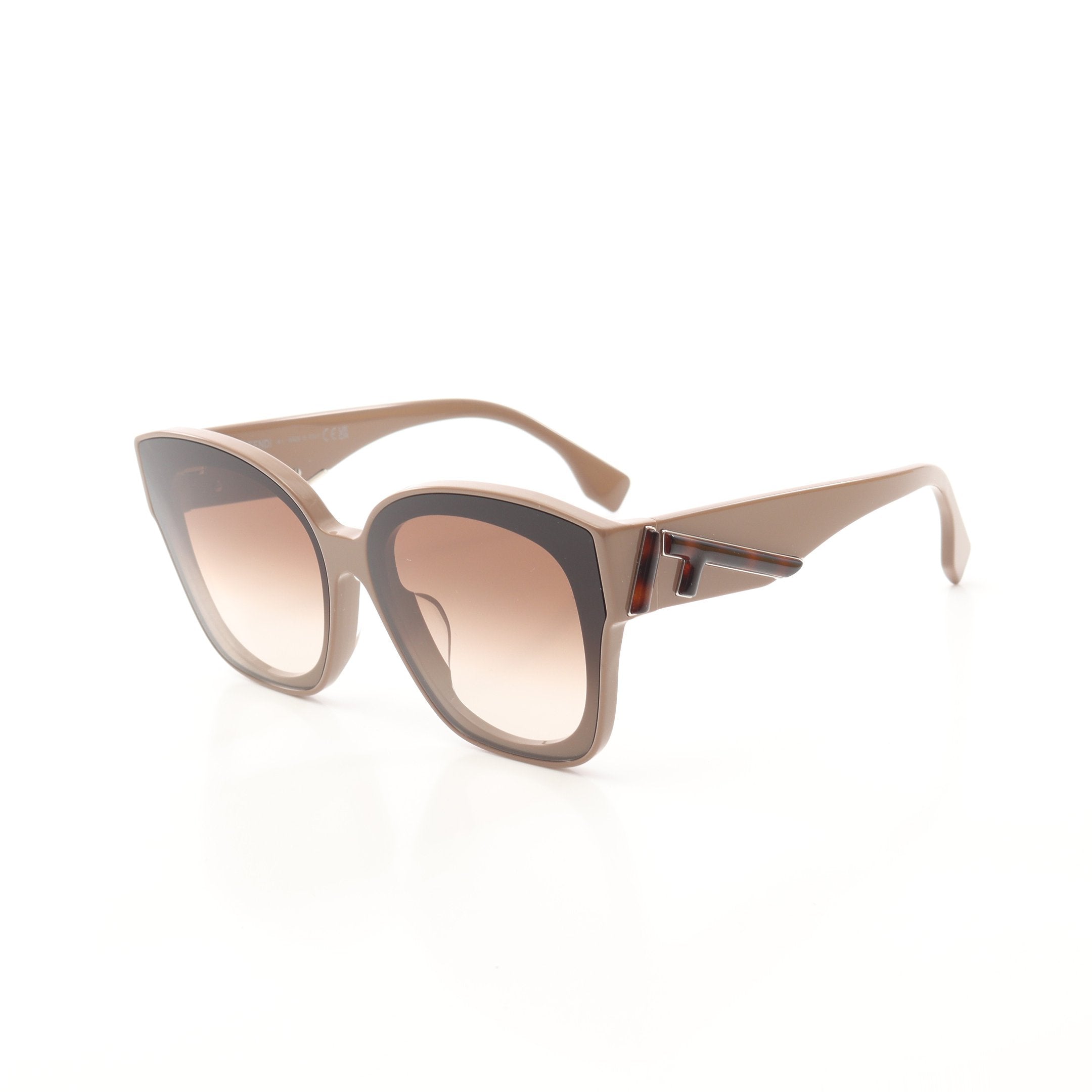 Fロゴ サングラス べっ甲柄 ピンクベージュ グラデーションレンズ