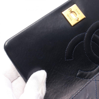 ミニマトラッセ フルフラップ チェーンショルダーバッグ ラムスキン ネイビー ゴールド金具 シャネル バッグ CHANEL