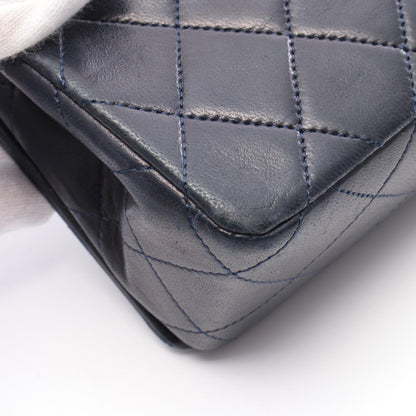 ミニマトラッセ フルフラップ チェーンショルダーバッグ ラムスキン ネイビー ゴールド金具 シャネル バッグ CHANEL