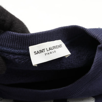 スウェットシャツ ロゴプリント コットン ネイビー トップス SAINT LAURENT PARIS
