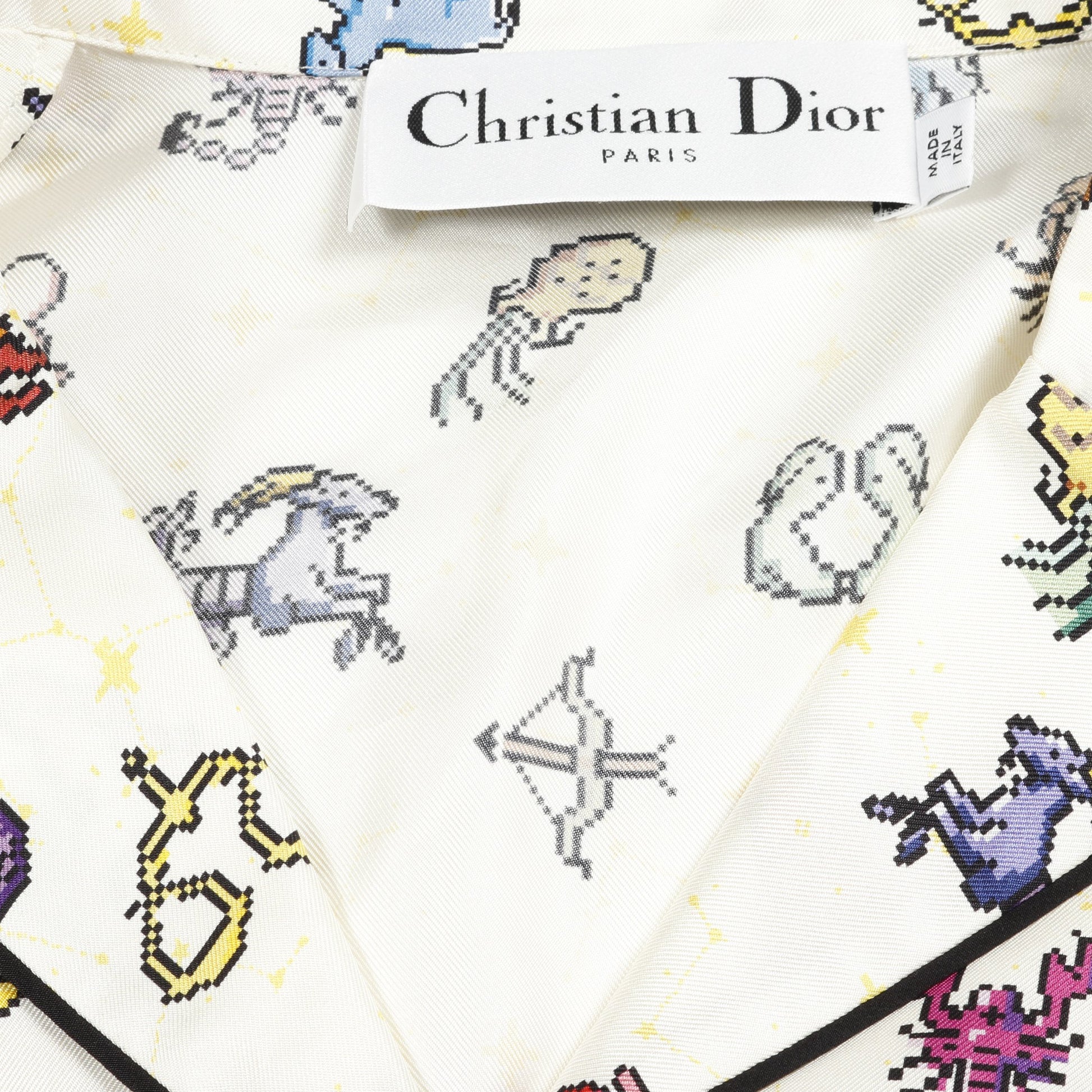 ゾディアック ピクセル シャツ 半袖 シルク オフホワイト クリスチャンディオール トップス Christian Dior