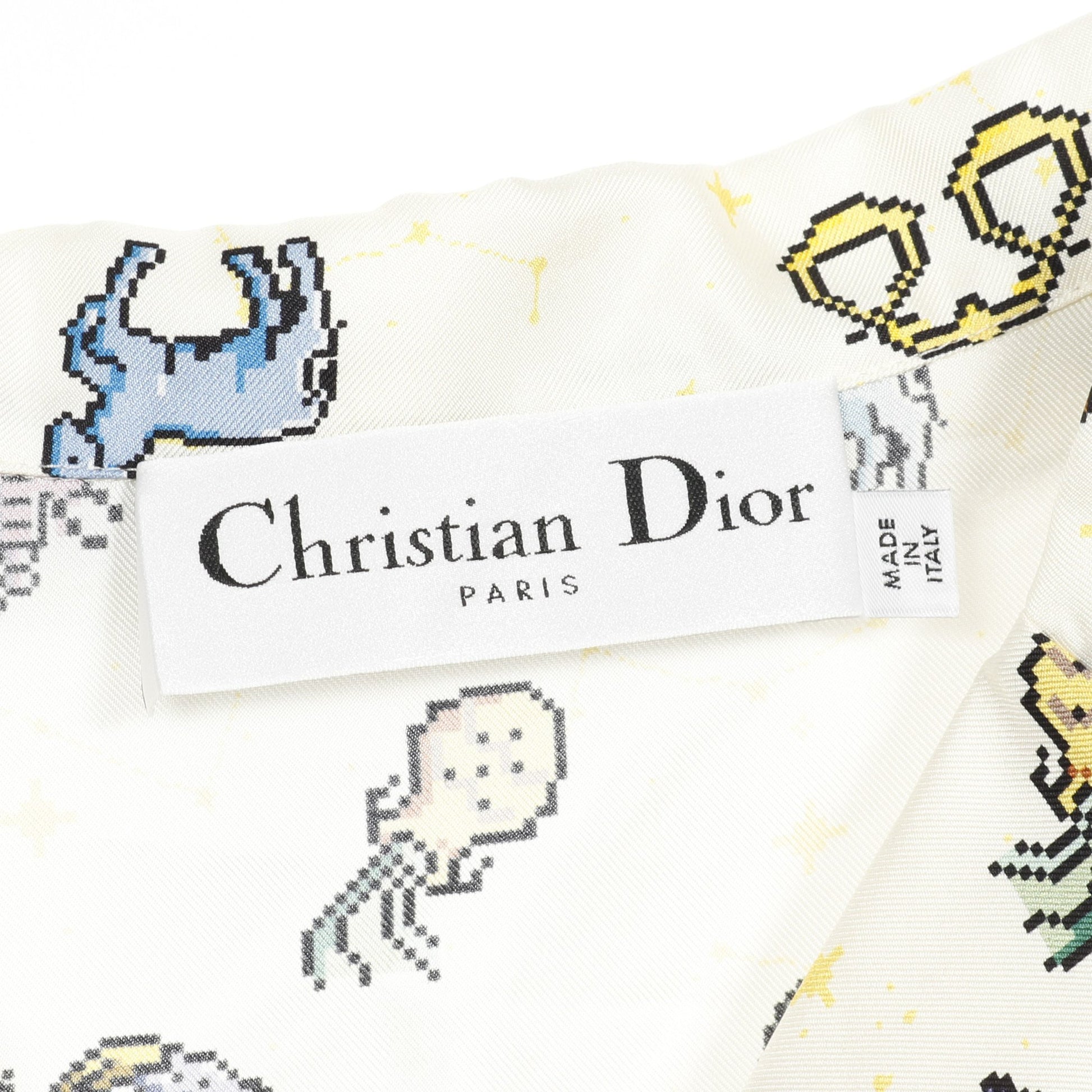 ゾディアック ピクセル シャツ 半袖 シルク オフホワイト クリスチャンディオール トップス Christian Dior