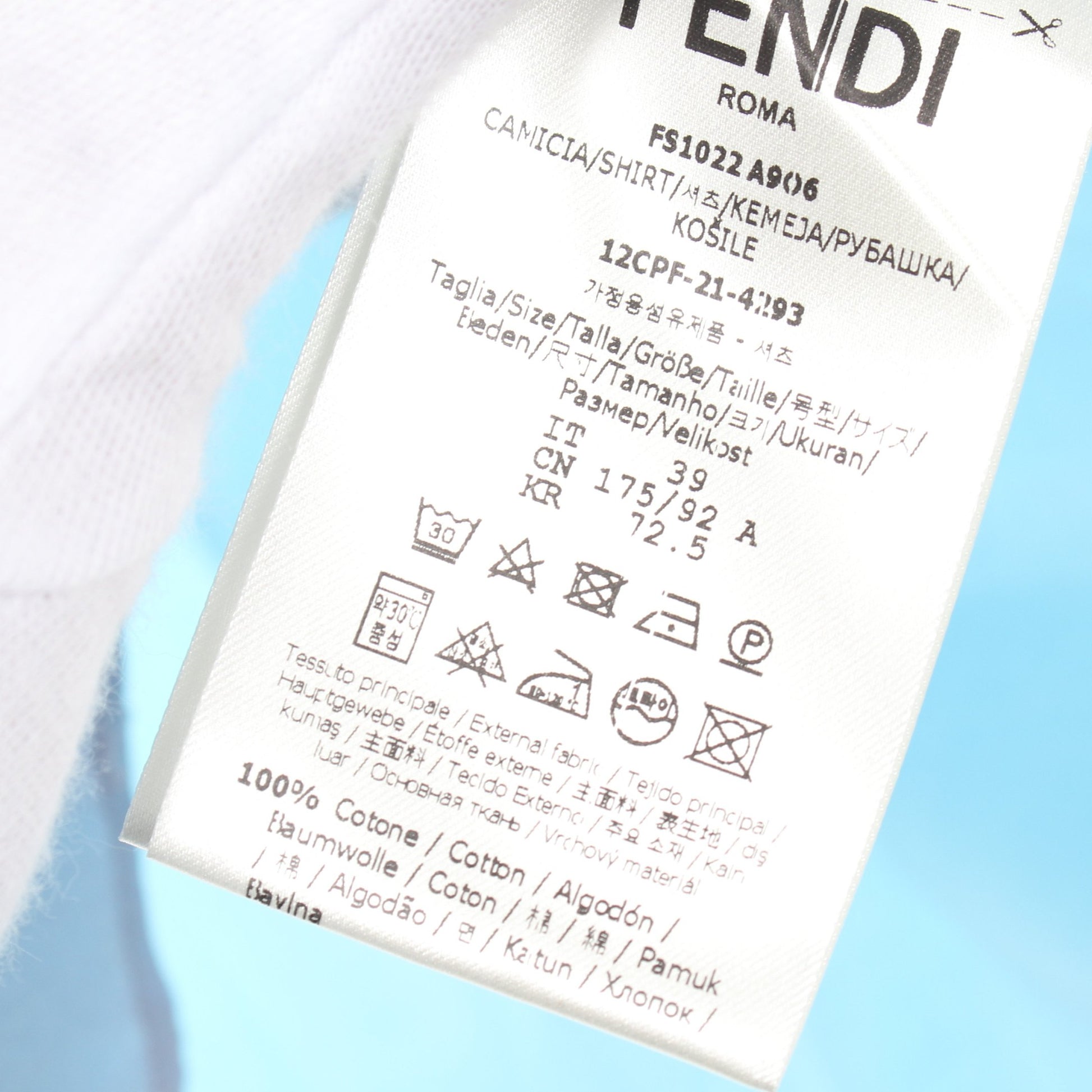 シャツ 半袖 コットン ブルー ライトパープル マルチカラー フェンディ トップス FENDI