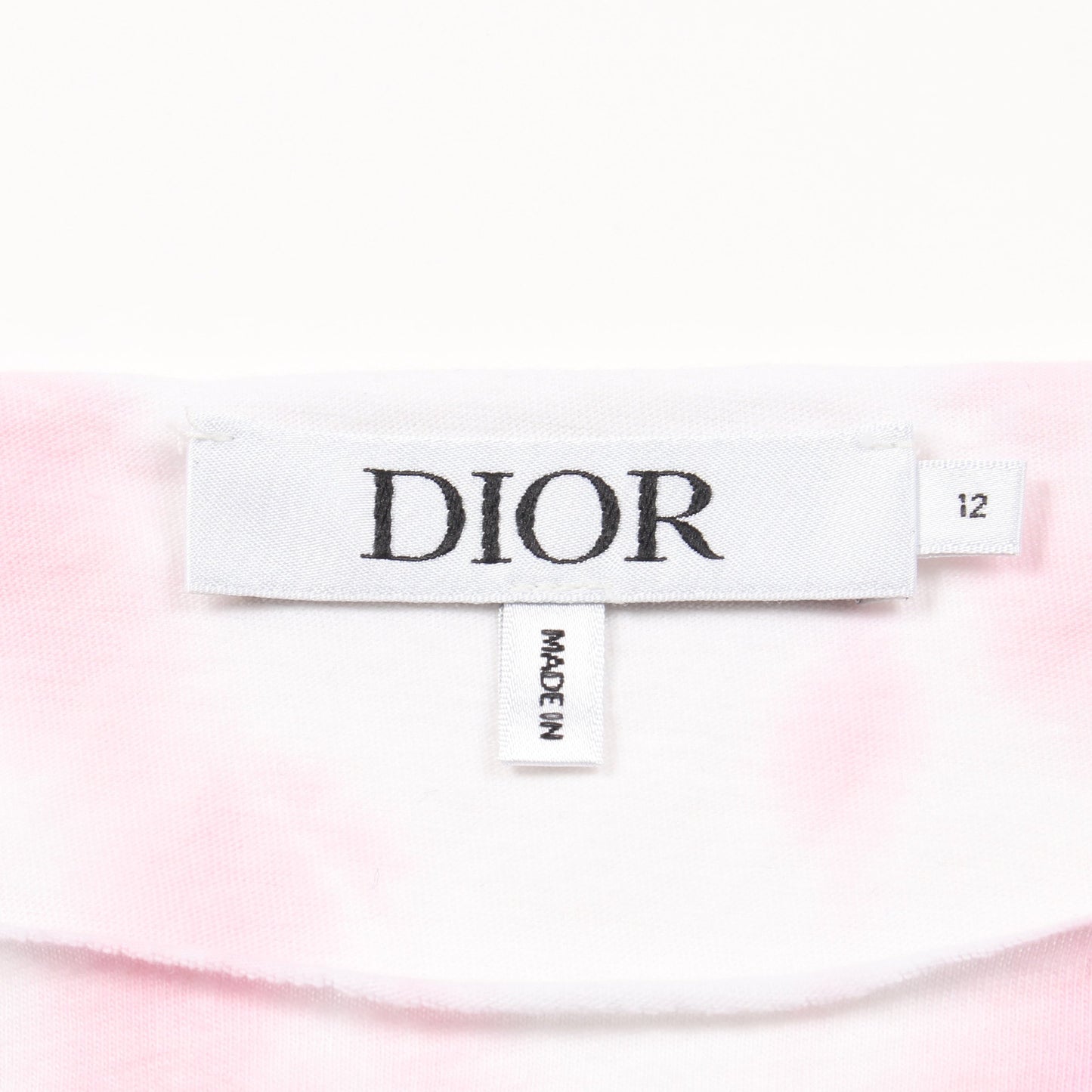 CDロゴ タイダイ Tシャツ コットン ホワイト ライトピンク フリンジ キッズ クリスチャンディオール トップス Christian Dior