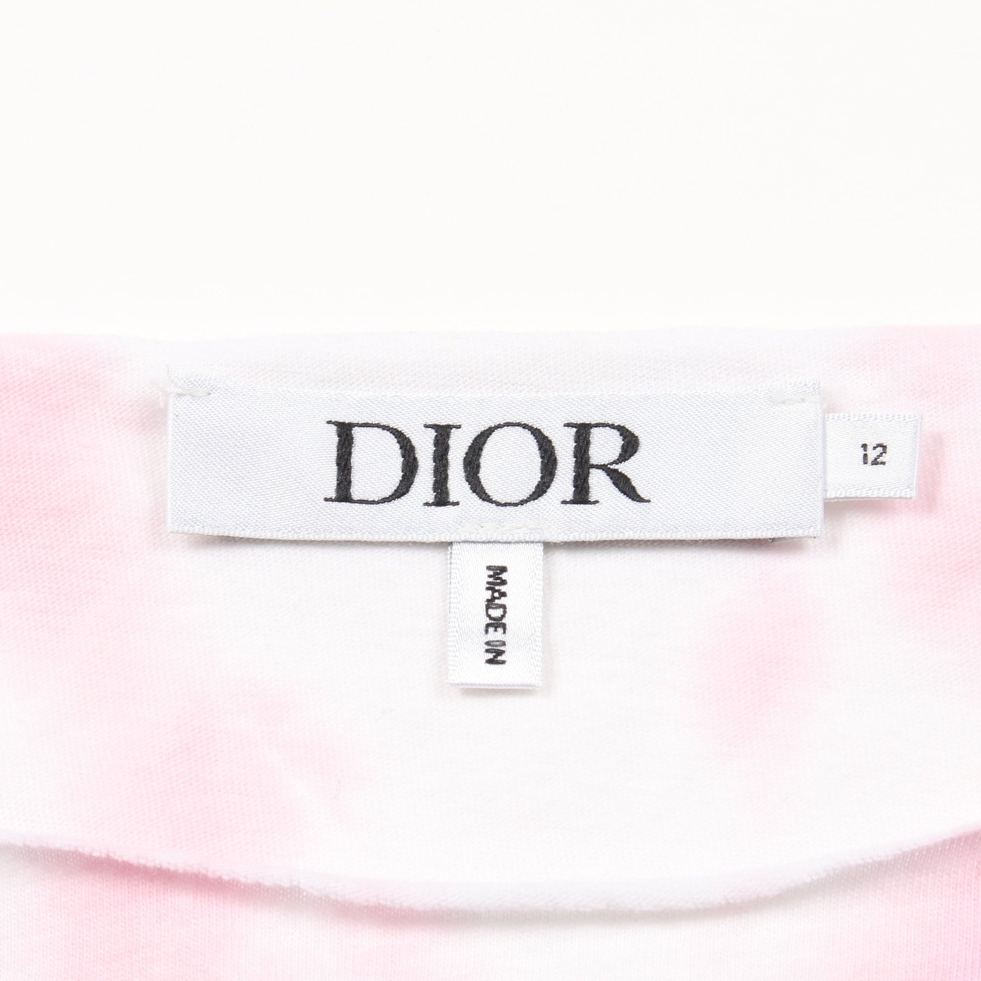 CDロゴ タイダイ Tシャツ コットン ホワイト ライトピンク フリンジ キッズ クリスチャンディオール トップス Christian Dior
