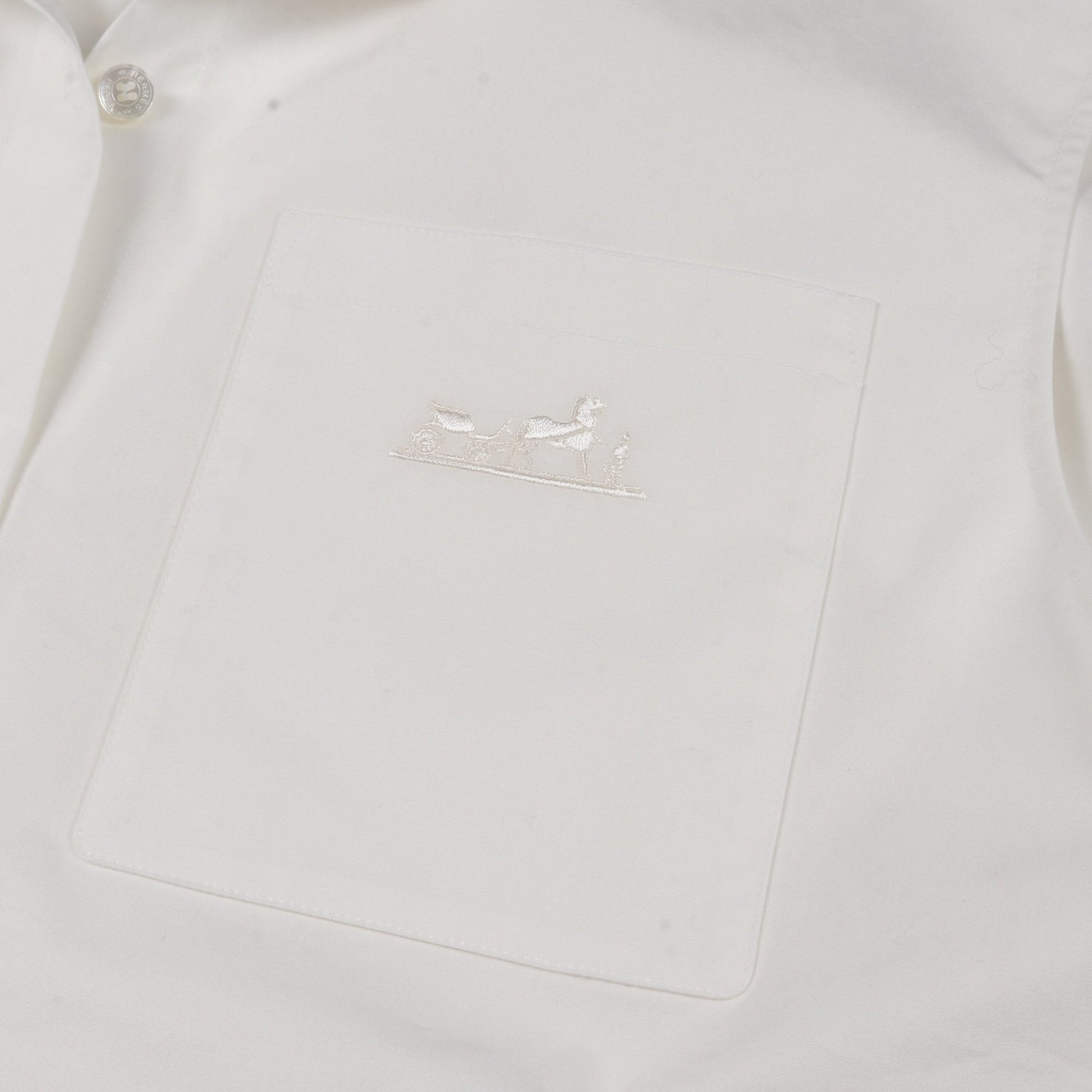 シャツワンピース ノースリーブ コットン ホワイト エルメス ワンピース HERMES