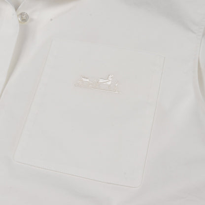 シャツワンピース ノースリーブ コットン ホワイト エルメス ワンピース HERMES