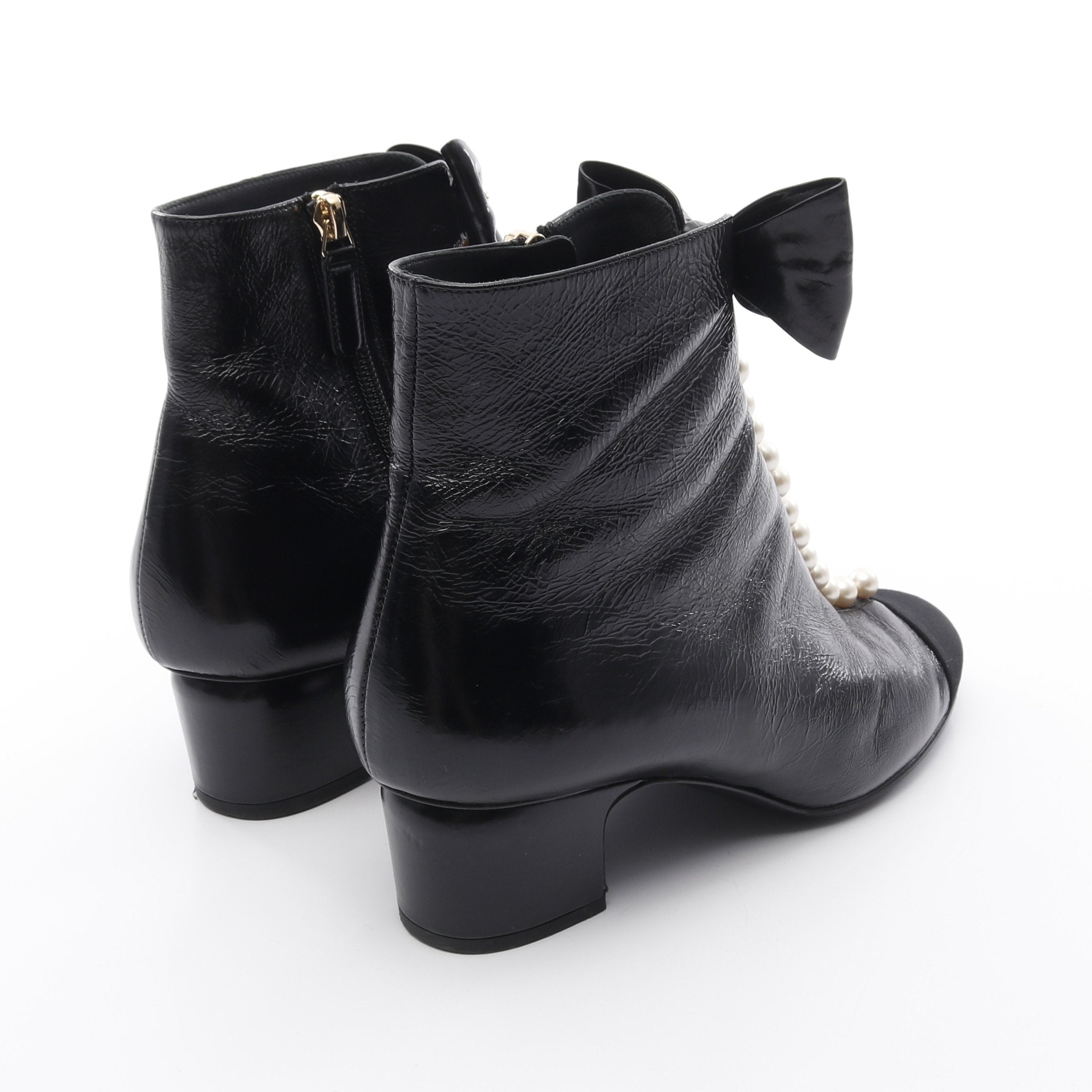 シャネル フェイクパール　ブーティ　レザー　ブラック　G33181　36 1/2 美品 ココマーク フェイクパール ブーツ レザー ブラック シャネル \u2013 RECLO