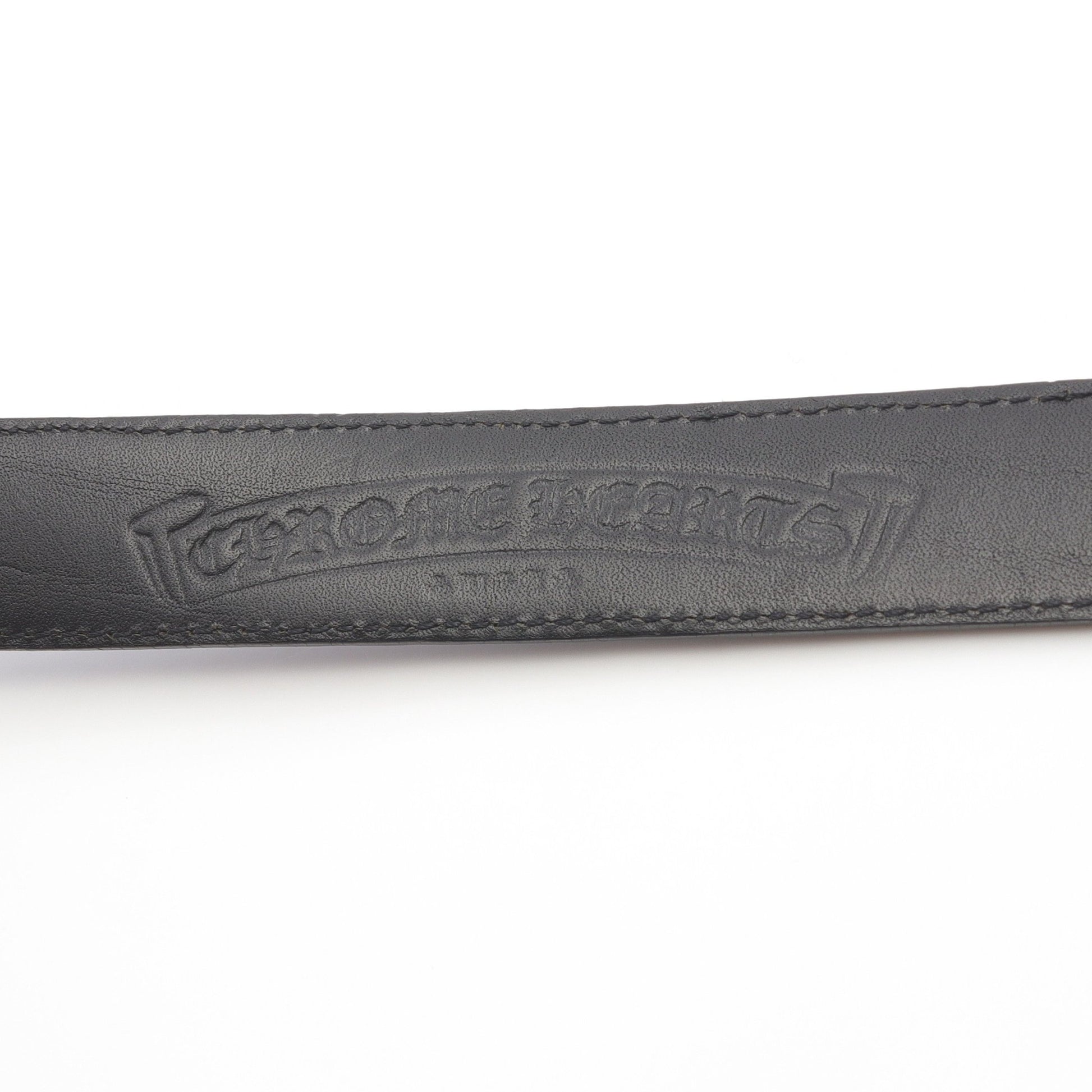 1.0STRAP 1inchスクロールレーベルリベッツ BUCKL MIL FLERKNEE シングルミリタリーフレアニー ベルト レザー ブラック クロムハーツ 財布・小物 Chrome Hearts