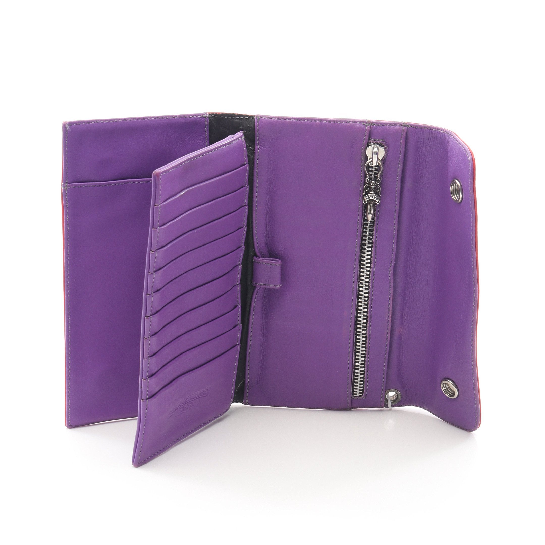 クロムハーツ ウェーブクロスボール ウォレット 三つ折り 長財布 CHROME HEARTS クロムハーツクロスボール長財布レザー三つ折り