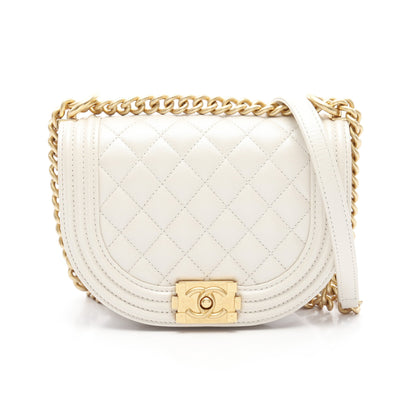ボーイシャネル スモール チェーンショルダーバッグ キャビアスキン オフホワイト ゴールド金具 シャネル バッグ CHANEL