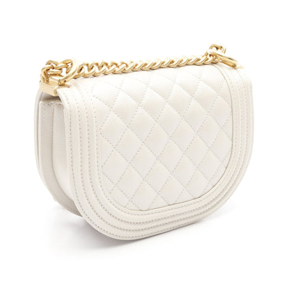 ボーイシャネル スモール チェーンショルダーバッグ キャビアスキン オフホワイト ゴールド金具 シャネル バッグ CHANEL