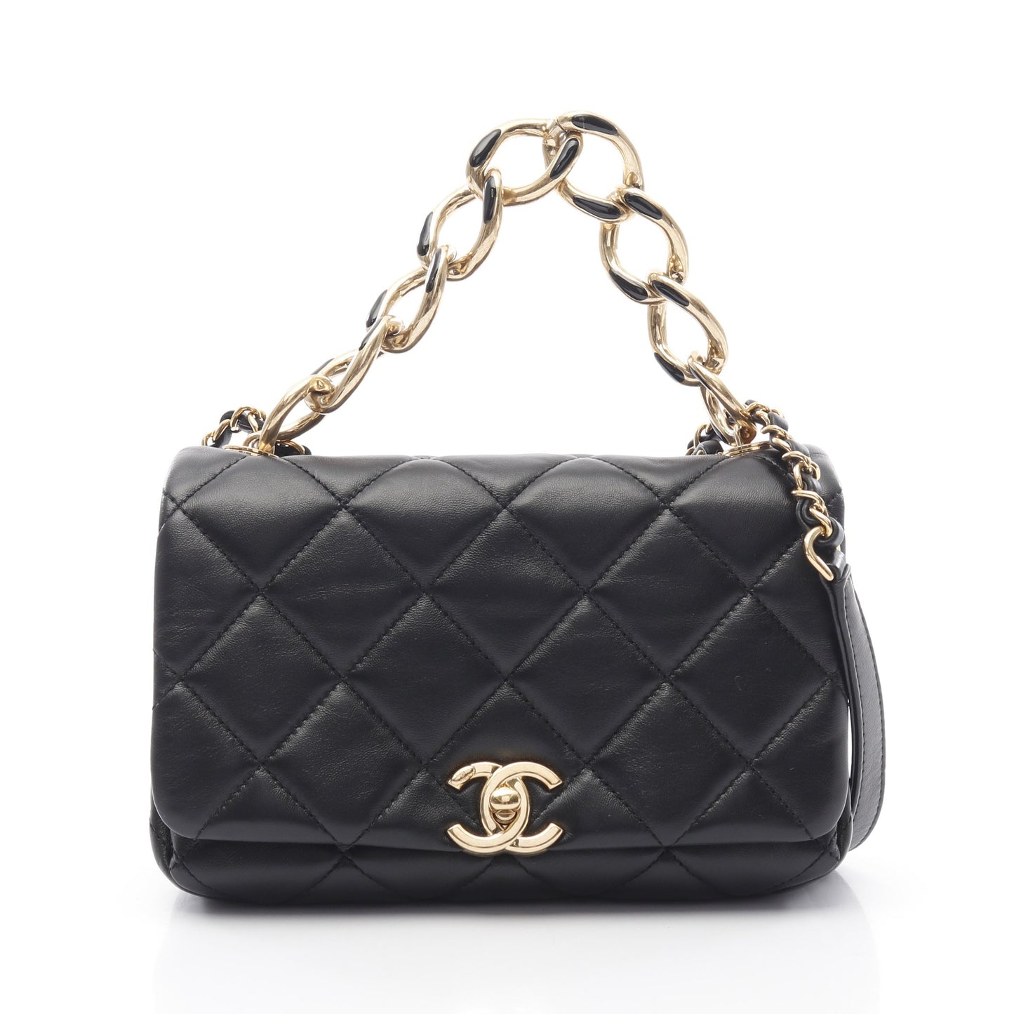 ミニマトラッセ20 チェーンショルダーバッグ レザー ブラック ゴールド金具 2WAY シャネル バッグ CHANEL