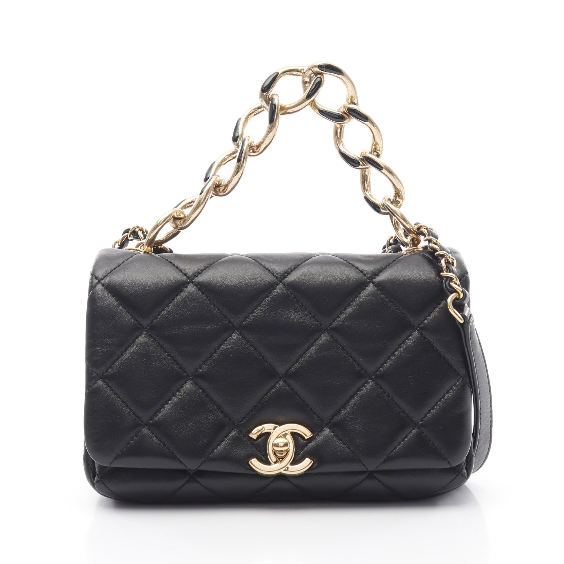 ミニマトラッセ20 チェーンショルダーバッグ レザー ブラック ゴールド金具 2WAY シャネル バッグ CHANEL