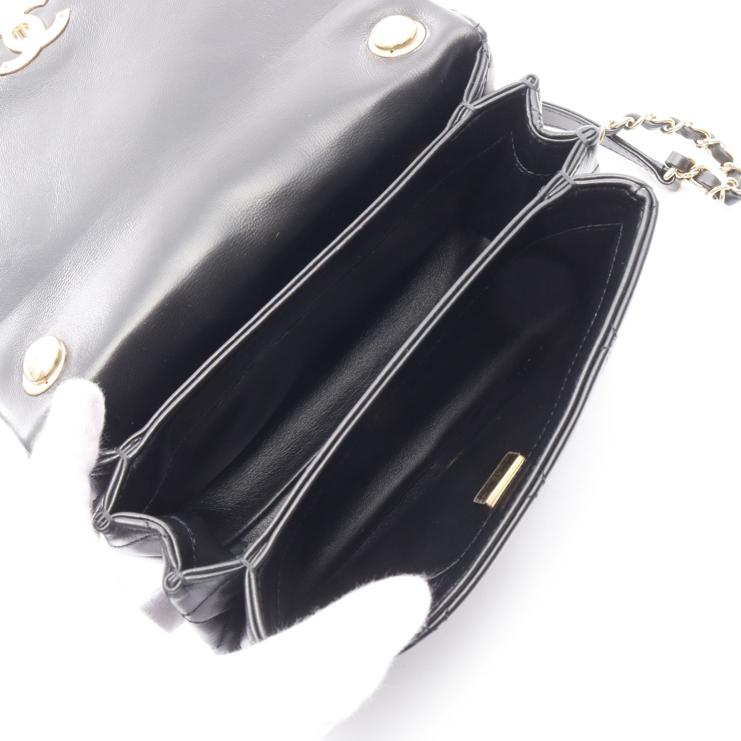 ミニマトラッセ20 チェーンショルダーバッグ レザー ブラック ゴールド金具 2WAY シャネル バッグ CHANEL