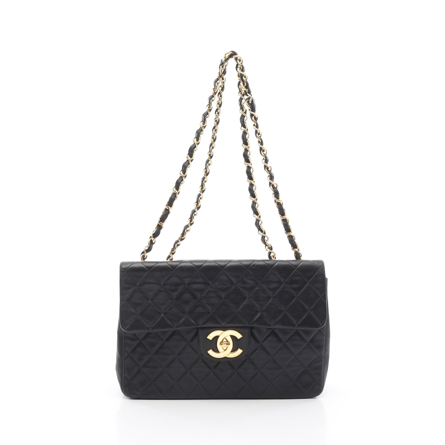 デカマトラッセ34 Wチェーンショルダーバッグ ラムスキン ブラック ゴールド金具 シャネル バッグ CHANEL