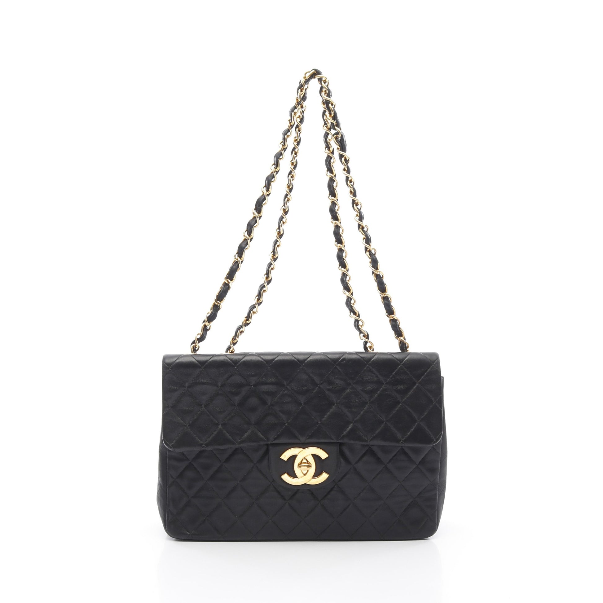 デカマトラッセ34 Wチェーンショルダーバッグ ラムスキン ブラック ゴールド金具 シャネル バッグ CHANEL