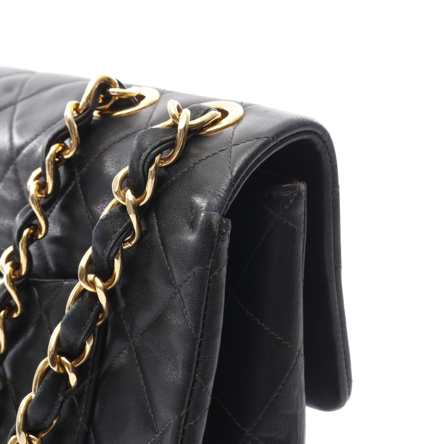 デカマトラッセ34 Wチェーンショルダーバッグ ラムスキン ブラック ゴールド金具 シャネル バッグ CHANEL