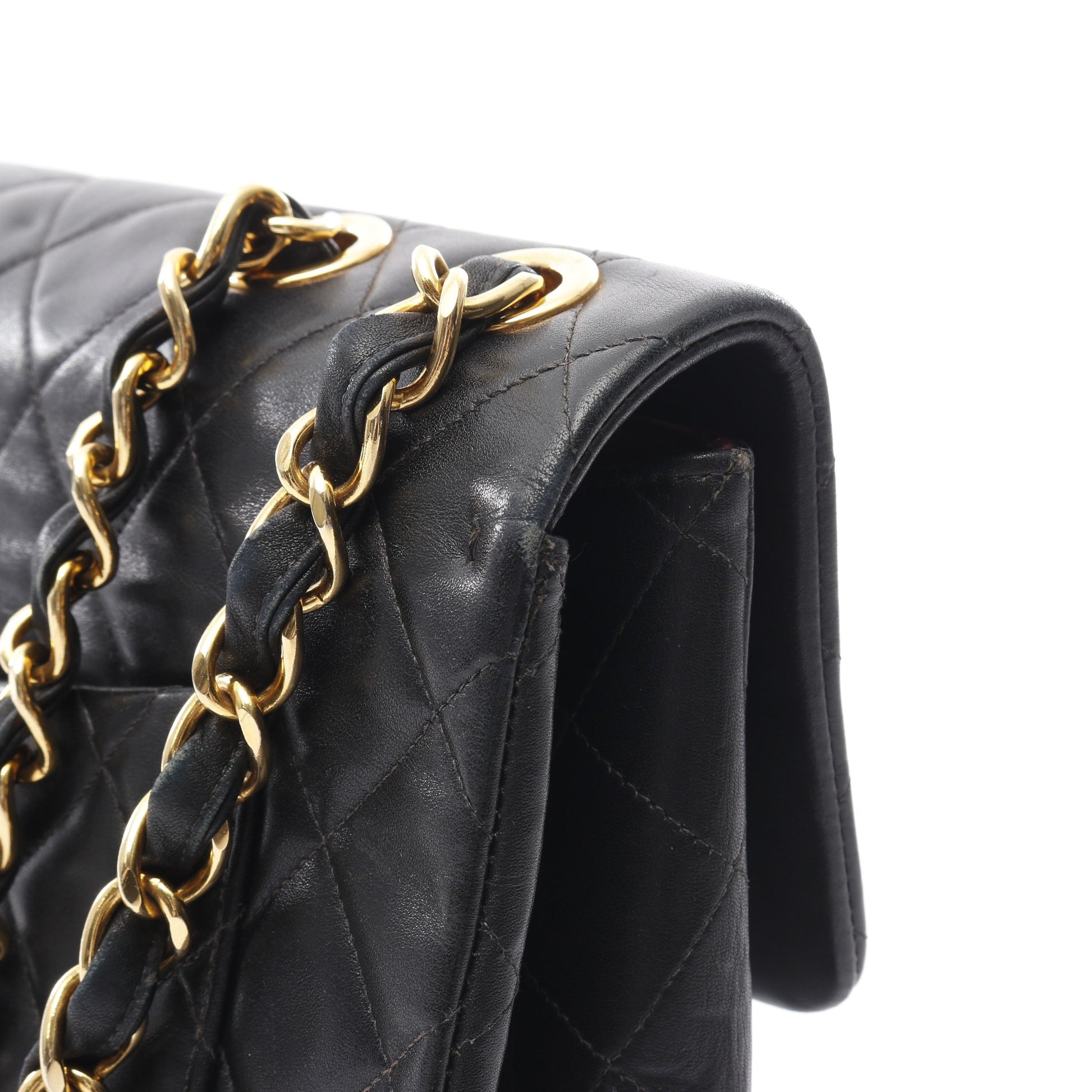 デカマトラッセ34 Wチェーンショルダーバッグ ラムスキン ブラック ゴールド金具 シャネル バッグ CHANEL