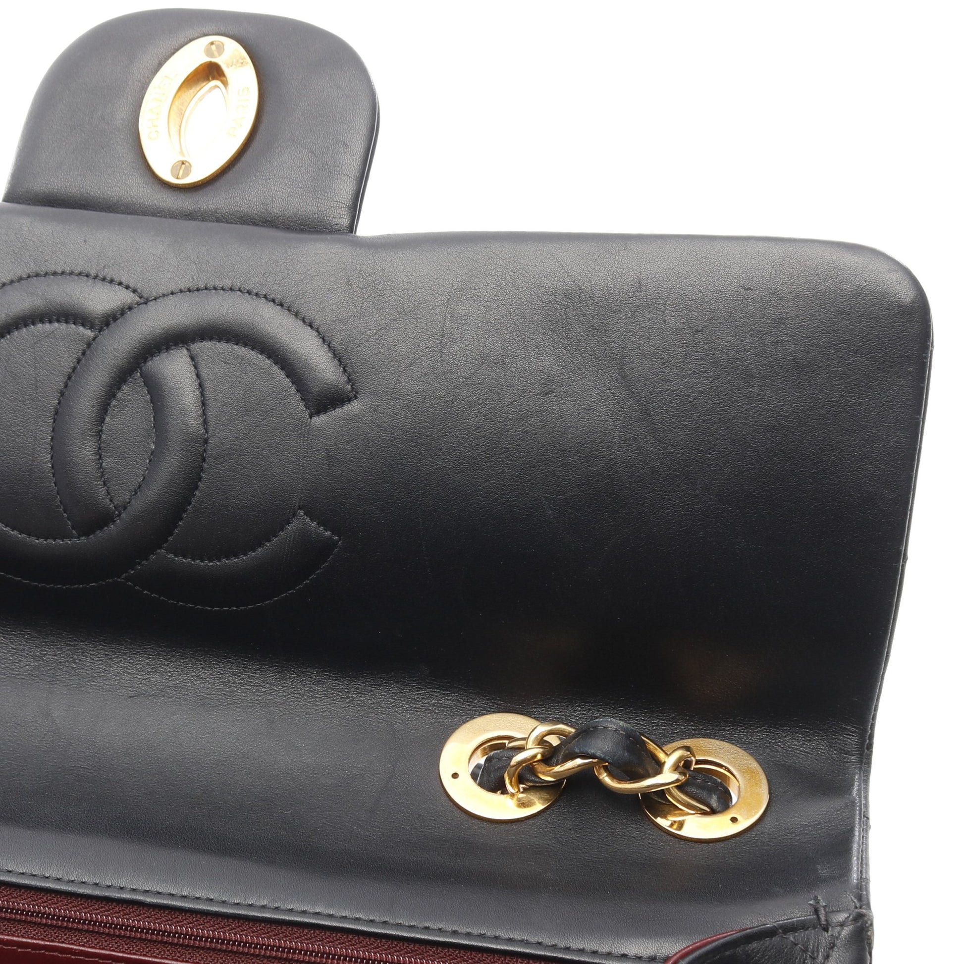 デカマトラッセ34 Wチェーンショルダーバッグ ラムスキン ブラック ゴールド金具 シャネル バッグ CHANEL