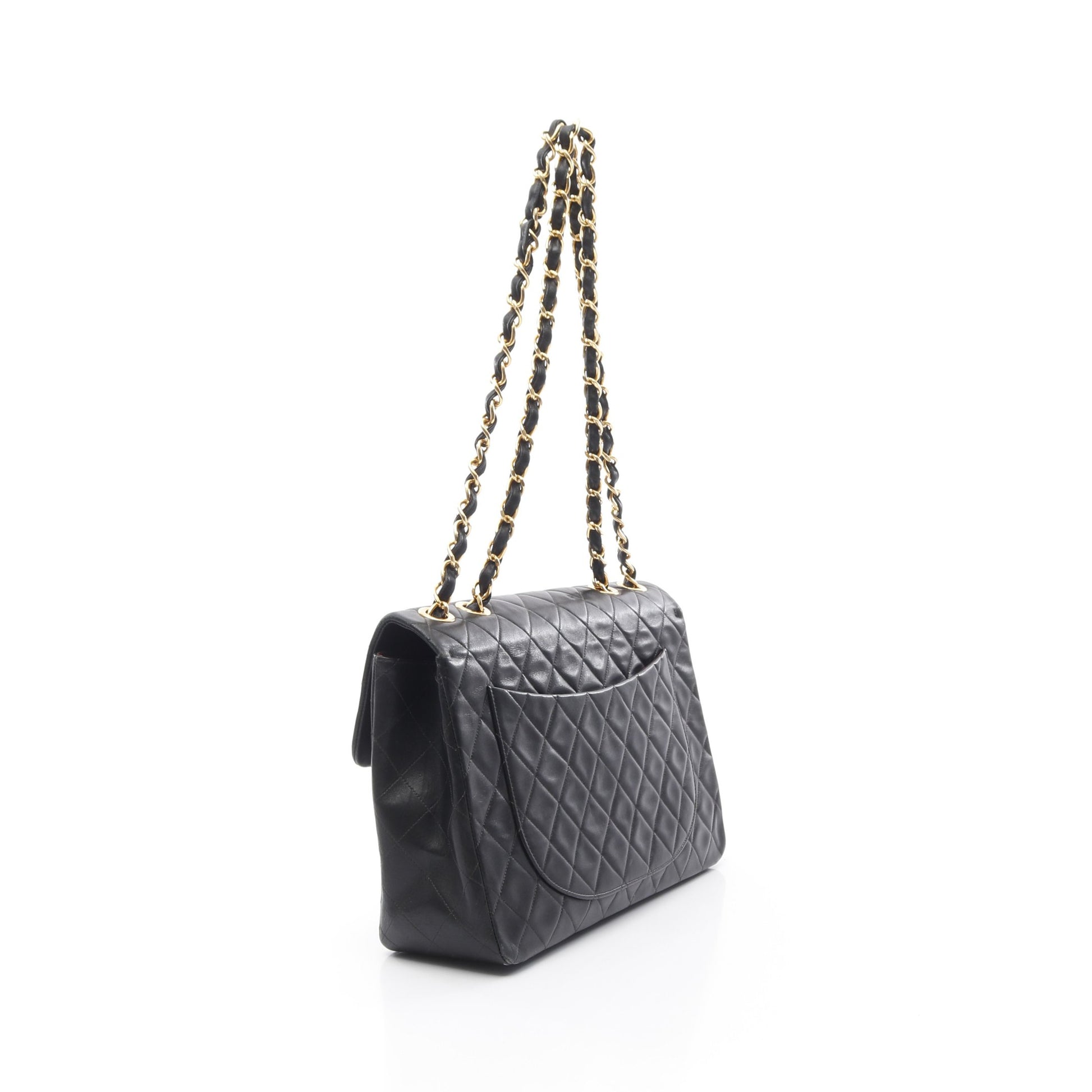 デカマトラッセ34 Wチェーンショルダーバッグ ラムスキン ブラック ゴールド金具 シャネル バッグ CHANEL