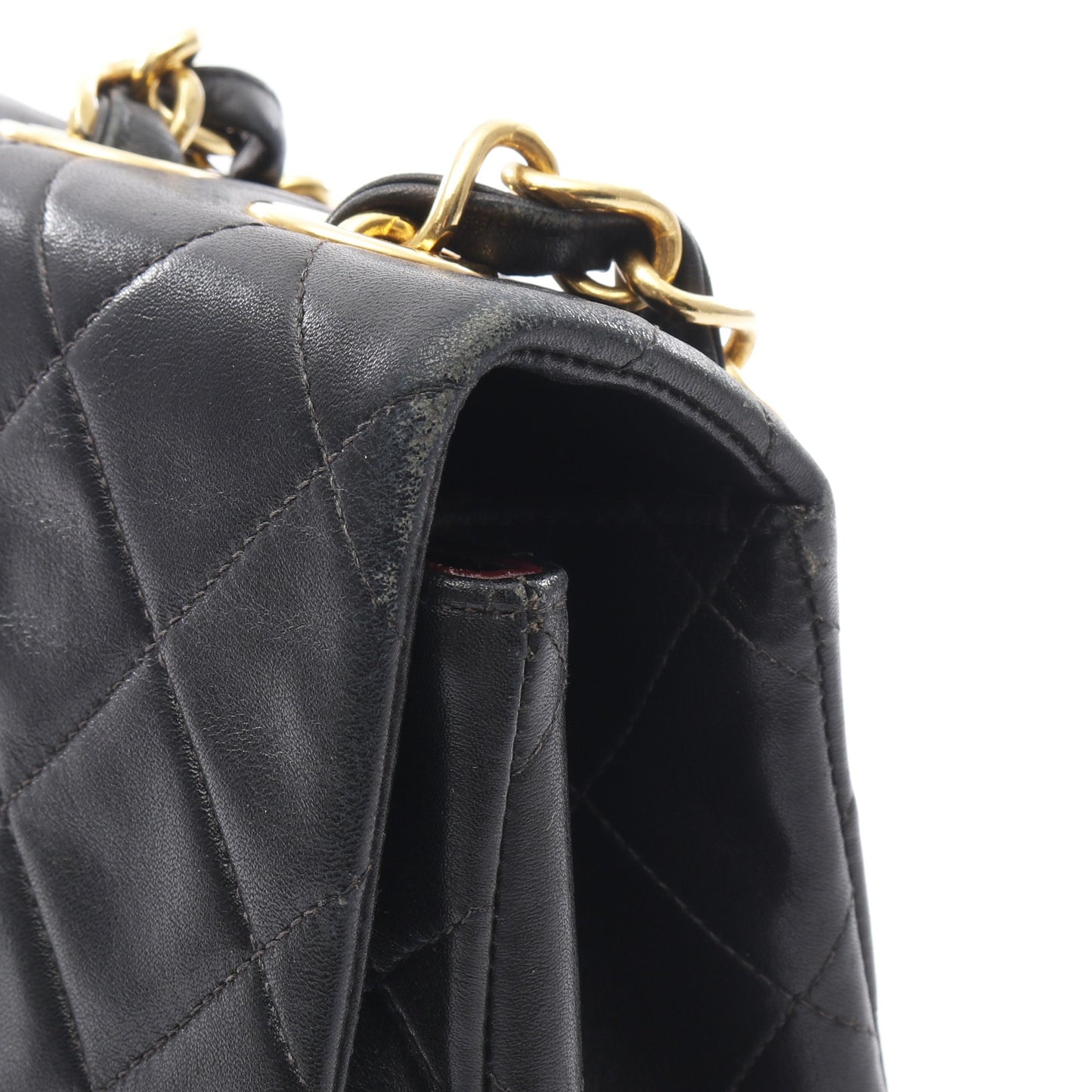 デカマトラッセ34 Wチェーンショルダーバッグ ラムスキン ブラック ゴールド金具 シャネル バッグ CHANEL