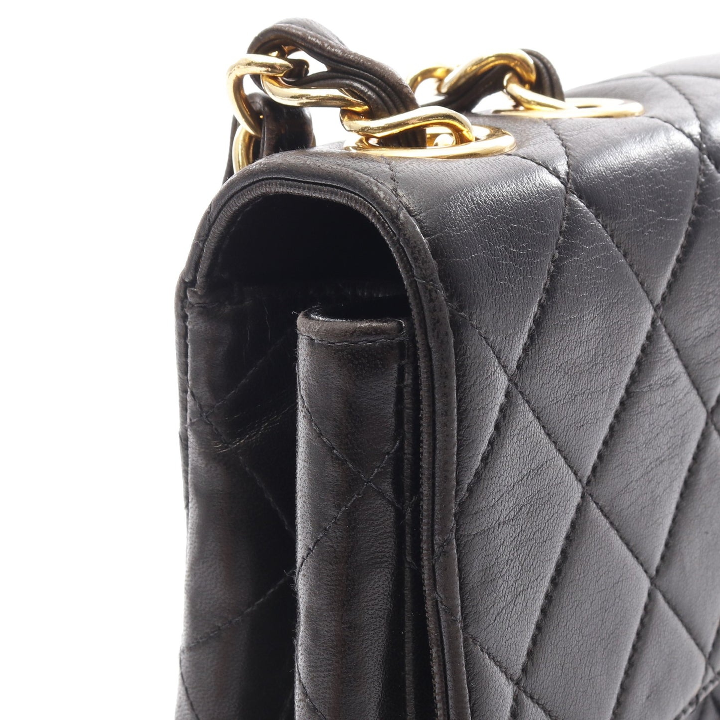 デカマトラッセ30 シングルフラップ Wチェーンショルダーバッグ ラムスキン ブラック ゴールド金具 シャネル バッグ CHANEL