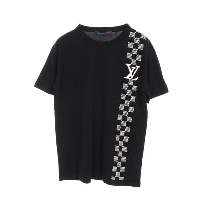 ダミエストライプ ジャガード ニット Tシャツ クルーネック 半袖 コットン ブラック ホワイト ルイヴィトン トップス LOUIS VUITTON