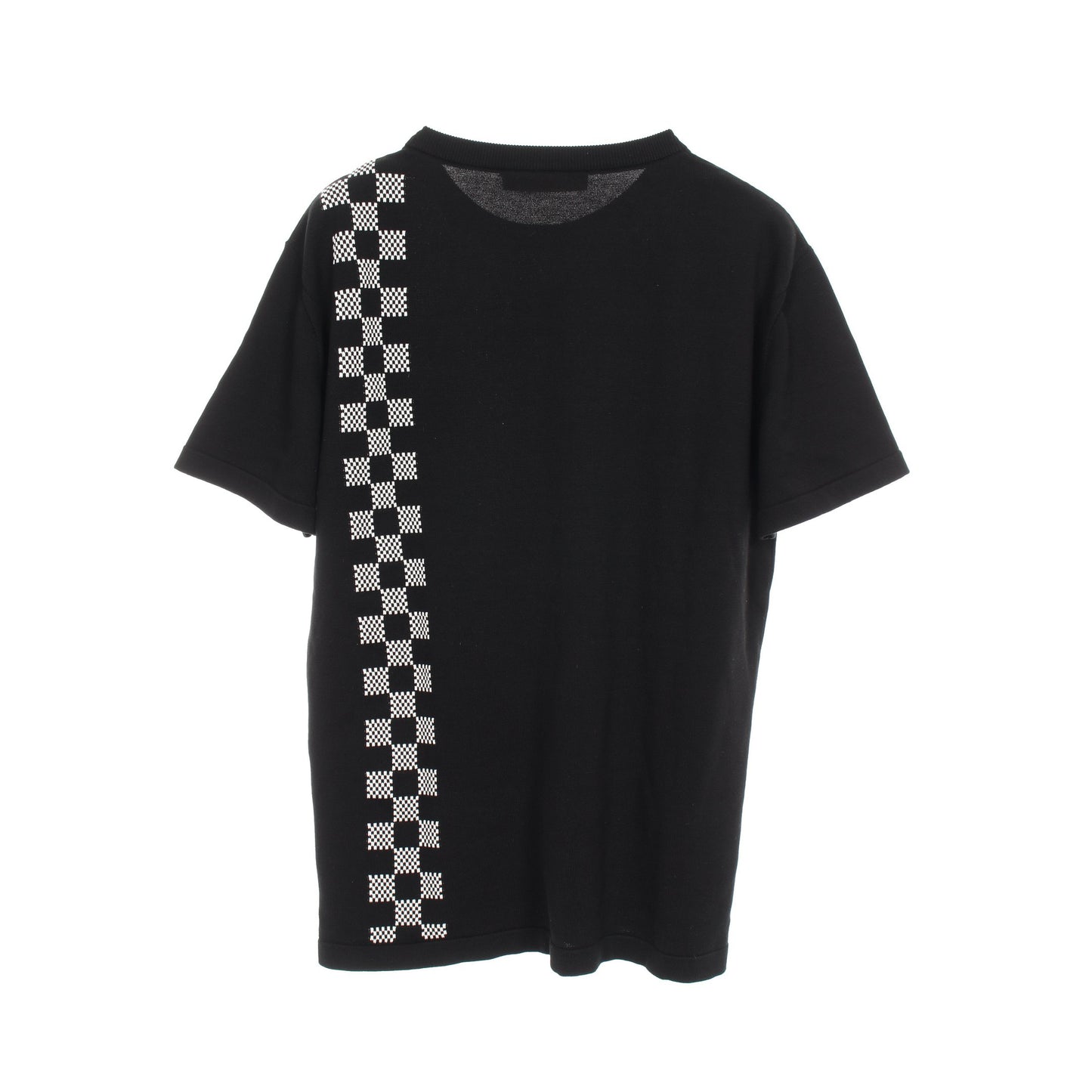 ダミエストライプ ジャガード ニット Tシャツ クルーネック 半袖 コットン ブラック ホワイト ルイヴィトン トップス LOUIS VUITTON