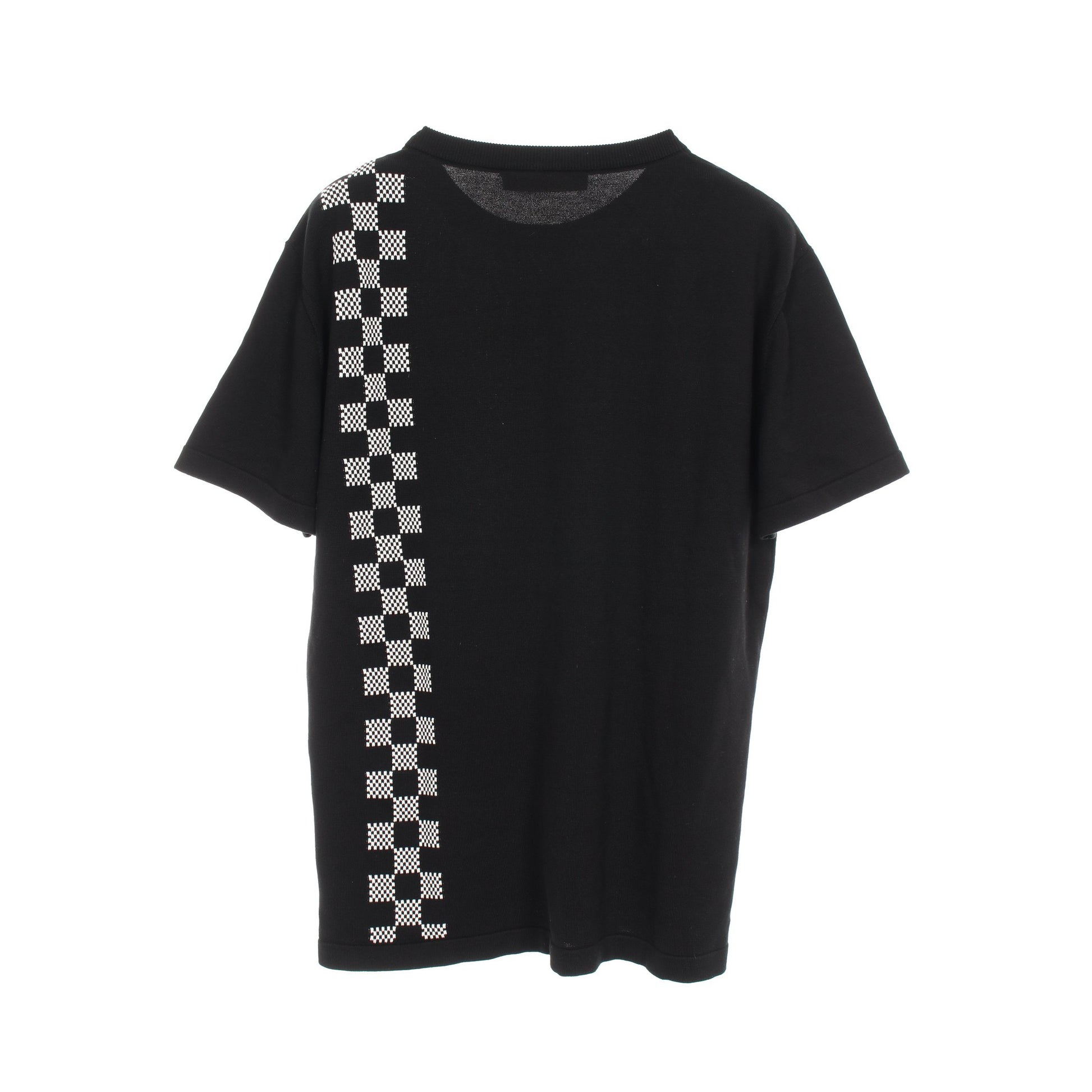 ダミエストライプ ジャガード ニット Tシャツ クルーネック 半袖 コットン ブラック ホワイト ルイヴィトン トップス LOUIS VUITTON