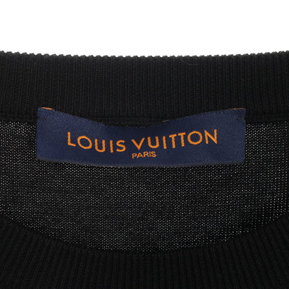 ダミエストライプ ジャガード ニット Tシャツ クルーネック 半袖 コットン ブラック ホワイト ルイヴィトン トップス LOUIS VUITTON